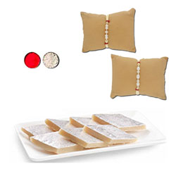 Symphony Pearls Rakhi Combo - JPRAK-23-06, 250gms of Kaju Kathili